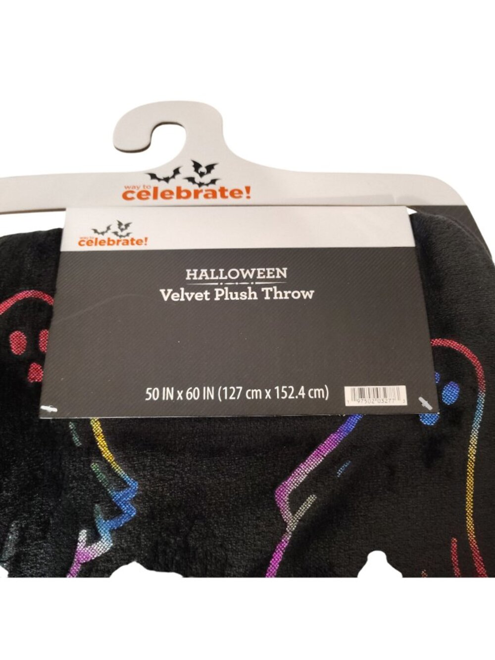 Rainbow Ghost Throw Blanket Polyester 50x60 inch Halloween Black Neon Design - Picture 7 of 9